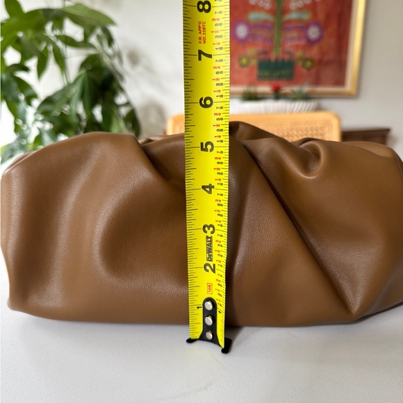 Italian Leather Slouchy Pouch Handbag - Brown - Detachable Chain Strap - Picture 7 of 8
